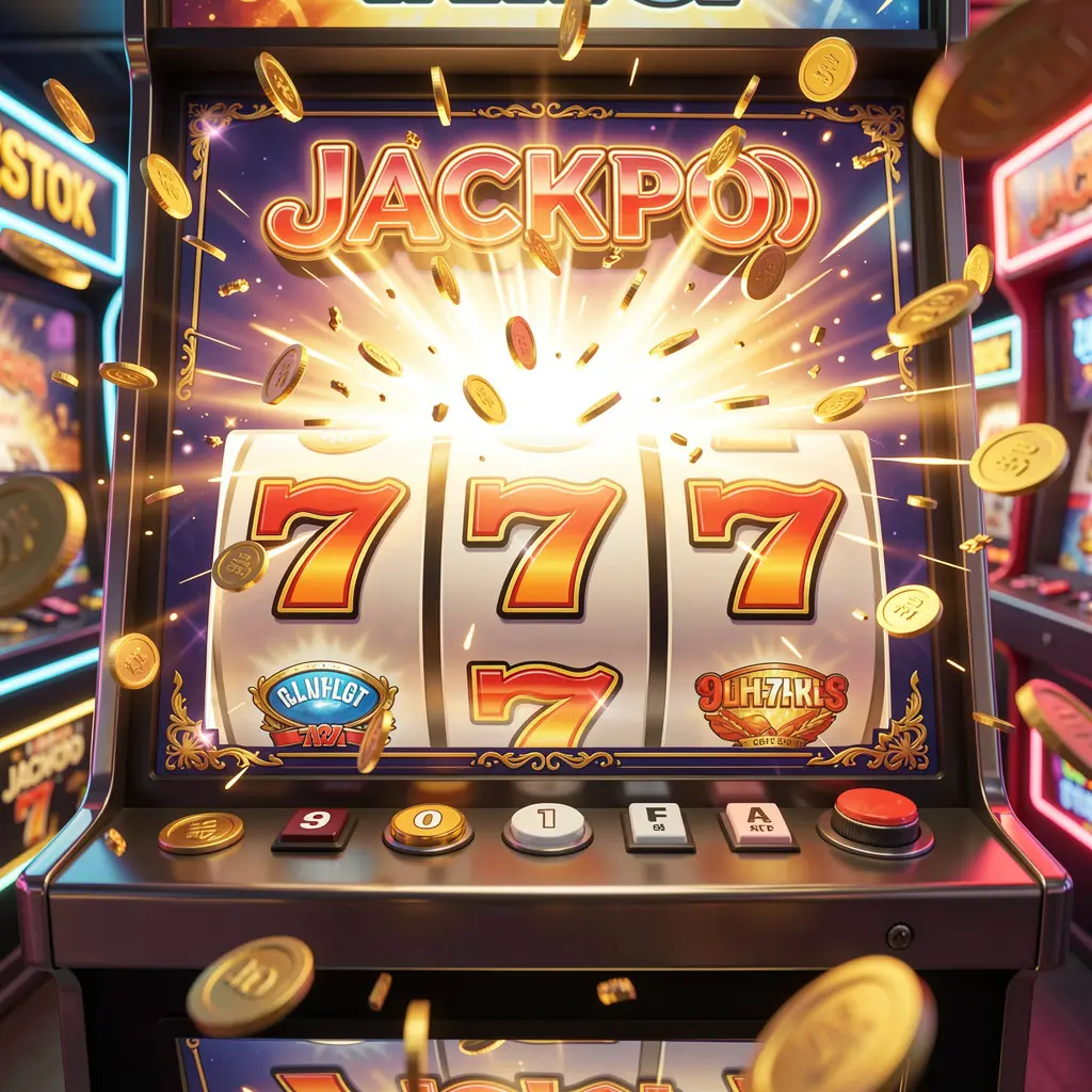 Classic slot machine landing triple seven symbols surrounded by sparkling gold coins representing big wins and jackpot moments at VG88 online casino in Bangladesh